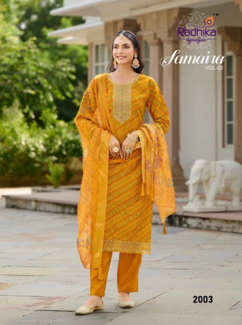 Organza Embroidery kurti with pant and dupatta